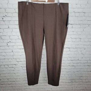 NWT La Seta Brown Slimming Sculpt Wide Waistband Stretch Pants Size XXL (40x28)
